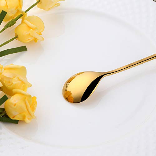  Fancy Espresso Coffee Spoons Gold Set Of 8, MINGYU 6-inch Music Note Design Cute And Lovely Small Mixing Spoons Set, 18/8 Stainless Steel Shiny For Daily Use/Café/Restaurant/Hotel
