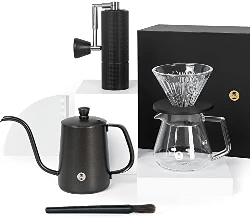  Chestnut C3 PRO Manual Coffee Grinder, Stainless Steel Conical Burr Coffee Grinder, Hand Coffee Grinder With Foldable Handle And Adjustable Setting, For Espresso To French Press - Black