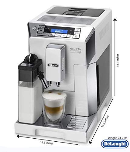 De'Longhi Longhi Super-automatic Espresso Coffee Machine - With An Adjustable Silent Ceramic Grinder, Double Boiler, Milk Frother For Brewing Espresso, Cappuccino, Latte & Macchiato, Eletta ECAM 45760