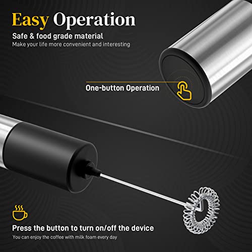  Milk Frother, Dallfoll Battery-Operated Whisk For Coffee, Electric Handheld Foam Maker, Mini Mixer And Coffee Blender Frother For Cappuccino, Lattes, Matcha, Hot Chocolate