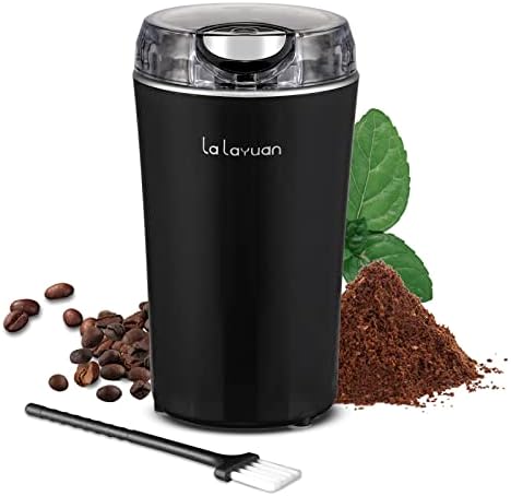  Coffee Bean Grinder, Lalayuan Electric Coffee Grinder,200W Powerful Electric Spice Grinder, Herb Grinder, Espresso Grinder, One Touch Coffee Mill For Beans, Spices Herbs,Nuts, With Clean Brush Black