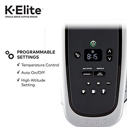 Keurig® C K-Elite Maker, Single Serve K-Cup Pod Brewer, With Iced Coffee Capability, Brushed Silver Plus Extra Filter Included, 75oz
