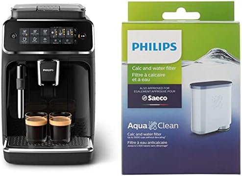  Hilips 3200 Series Fully Automatic Espresso Machine W/Milk Frother, Black, EP3221/44 With Philips Saeco AquaClean Filter Single Unit, CA6903/10