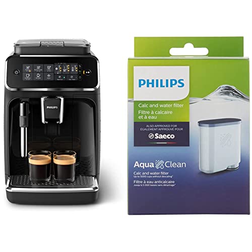  Hilips 3200 Series Fully Automatic Espresso Machine W/Milk Frother, Black, EP3221/44 With Philips Saeco AquaClean Filter Single Unit, CA6903/10