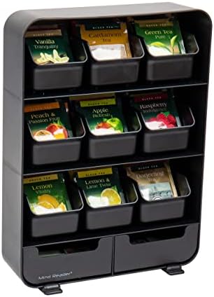  9 Removable Drawers Tea Bag Holder And Condiment Organizer, Black