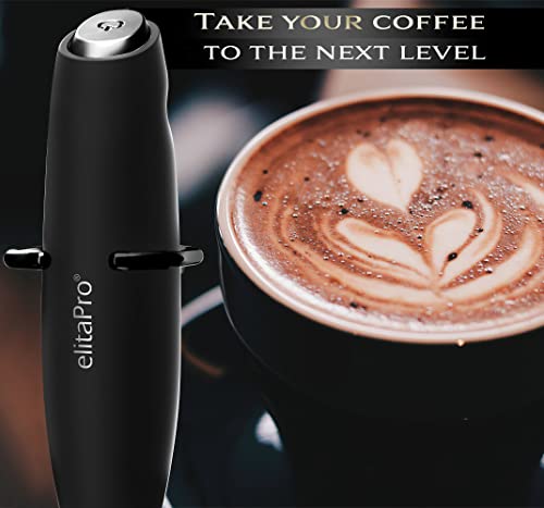  LitaPro Luxury Edition, ‘Tornado’ Effect Milk Frother, Leading Tech Design, Triple Power Milk Frother Handheld, Rich Creamy Milk Foam In Seconds (Black/Black)