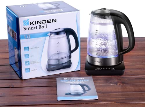  Glass Electric Kettle, Tea Kettle Water Boiler With Boil-Dry Protection, LED Indicator, Double Wall Temperature Control, 1500W Wide Opening, BPA Free