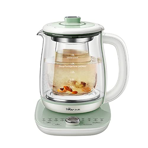  Ear YSH-C18S2 Health Pot, Electric Kettle Tea Maker With Infuser, Glass Kettle & Stew Pot, 16 Menus 1.8L 120V, Green