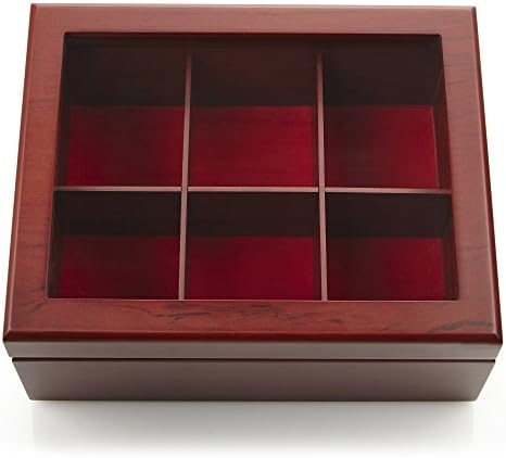  Tea Box - Luxury Wooden Tea Storage Chest From The Premier Collection - 8 Adjustable Compartment Tea Bags Organizer Container - Elegantly Handmade W/Scratch Resistant Window