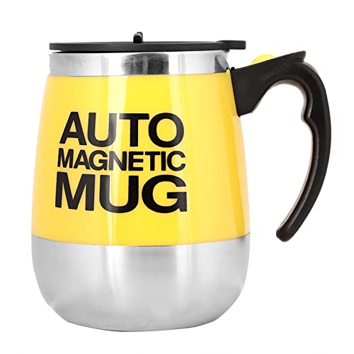  BAGEVI Electric Coffee Stirring Mug Automatic Magnetic Stirring Mug Portable Stirring Mug Suitable For Home Outdoor Travel Office(Yellow)