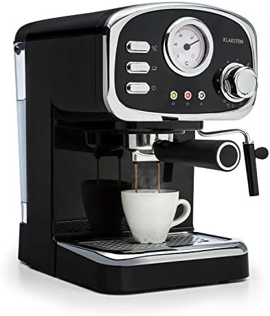  Espressionata Gusto - Espresso Maker, 20 Bar Pump Pressure, 1100 Watts, Makes 6 Cups (0.3 Gallon), Removable Stainless-Steel Drip Grid, Dishwasher-Safe Drip Tray, Retro Look, Black