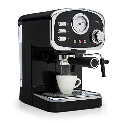  Espressionata Gusto - Espresso Maker, 20 Bar Pump Pressure, 1100 Watts, Makes 6 Cups (0.3 Gallon), Removable Stainless-Steel Drip Grid, Dishwasher-Safe Drip Tray, Retro Look, Black
