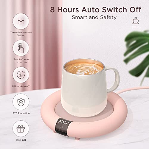  Coffee Mug Warmer, 2022 EasyAcc Coffee Warmer For Desk [with Silicon Cup Lid] Smart Mug Warmer Auto Shut Off, 3 Temp Setting To 167℉, Touch Switch, LED Display Cup Warmer For Office Home -Coffee Gift