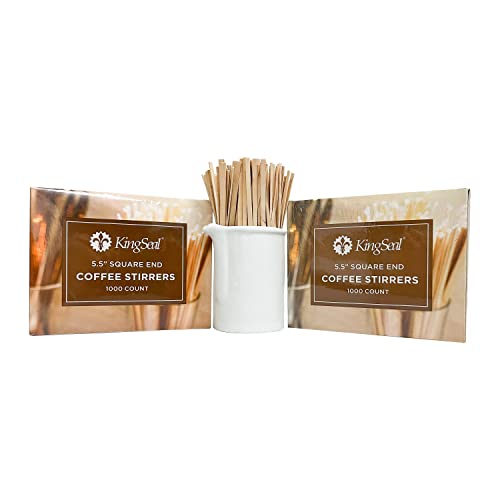  Natural Birch Wood Coffee Stirrers, Stir Sticks, 5.5 Inch, Square End, Earth-Friendly, Biodegradable - 2 Boxes Of 1000 (2000 Count)