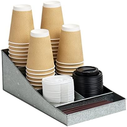  Mind Reader Anchor Collection, 7-Compartment Coffee Cup And Condiment Dispenser, Countertop Organizer, Set Of 2, Black