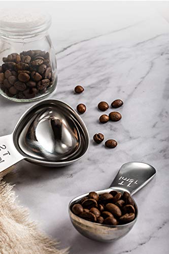 Stainless Steel Coffee Scoop--1T And 2T Measuring Scoop Set，Coffee Measuring Spoon For Measuring Coffee, Milk, Lemon Juice, And Olive Oil
