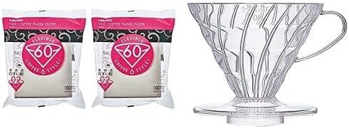Hario V60 Paper Coffee Filters Single Use Pour Over Cone Filters Size 02 White, 100 Count, 2-pack