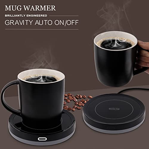  Smart Coffee Set Auto On/Off Gravity-Induction Mug Office Desk Use, Candle Wax Cup Warmer Heating Plate (Up To 131F/55C), 14oz (Purple Set)