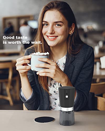  Small Electric Conical Burr Coffee Grinder, One-touch Portable Ceramic Burr Grinders For Coffee Beans With Adjustable Burr And Removable Chamber, Type-C Rechargeable Coffee Bean Grind, Travel