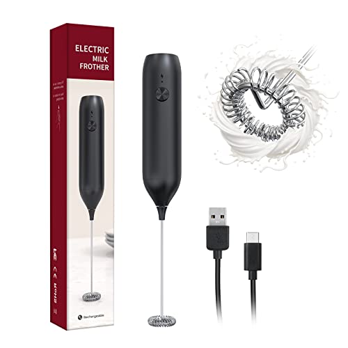  Rechargeable Milk Frother, Type-C Milk Frother Handheld, Blender, Matcha Whisk, Hand Blender, Milk Frother Rechargeable For Matcha, Latte, Bulletproof Coffee, Cappuccino