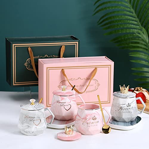  Coffee Mug Wamer, Beverage Warmer,Lovely Ins Coffee Cup With Warmer Set, Auto On/Off Gravity-Induction Coffee Tea Water Milk Warmer With Mug For Office Home Use(Crown Pink)
