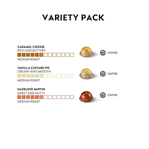 Nespresso Capsules VertuoLine, Mild Roast Coffee, 30 Count Coffee Pods, Brews 7.8oz & Capsules VertuoLine, Variety Pack, Medium And Dark Roast Coffee, 30 Count Coffee Pods, Brews 7.8 Oz