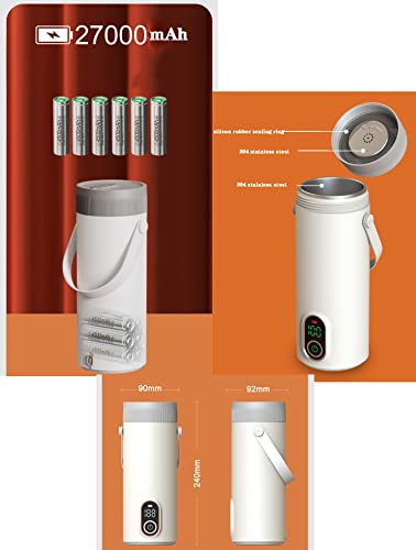  Rechargeable Electric Kettle Travel Tea Kettle,4 Variable Presets Water Boiler Automatic Shut Off Coffee Kettle,400ml Portable Kettle Personal Tea Maker