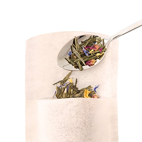  Disposable Paper Tea Filter Bags For Loose Tea, Brown, Large, 100 Count