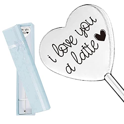 GENERIC Funny Coffee Stir Sticks Engraved With Love You A Latte Stainless Steel Reusable Beverage Drink Stirrer, Novelty Humor Gift For Tea Coffee Lover Men Women Dad Mom Xmas Birthday