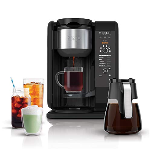 Ninja Hot And Cold Brewed System, Auto-iQ Tea And Coffee Maker With 6 Brew Sizes, 50 Fluid Ounces, 5 Brew Styles, Frother, Coffee & Tea Baskets With Glass Carafe (CP301)