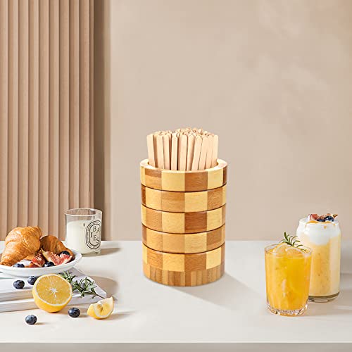  101 Pcs Coffee Stirrers Holder Set 1 Pcs Stirrers Holder 100 Pcs Disposable Stir Straws For Coffee Bar Coffee Stir Sticks For Coffee Milk Cocktail Tea Drinks Stirrer Straw Holder Home Kitchen
