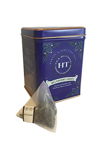  On's Blueberry Green Tea Tin 20 Sachets (1.4 Oz Ea, Two Pack) - Green Tea Blend With Real Blueberry Flavor And Pieces (Hot Or Iced) - 2 Pack 20ct Sachet Tins (40 Sachets)