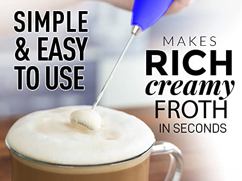  Powerful Milk Frother For Coffee With Upgraded Titanium Motor - Handheld Frother Electric Whisk, Milk Foamer, Mini Blender And Electric Mixer Coffee Frother For Matcha, No Stand - Royal Blue