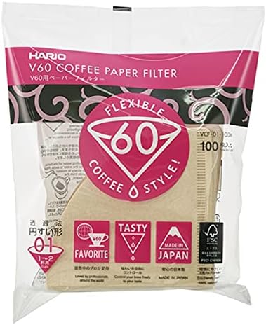Hario V60 Paper Coffee Filters Single Use Pour Over Cone Filters Size 02 White, 100 Count, 2-pack