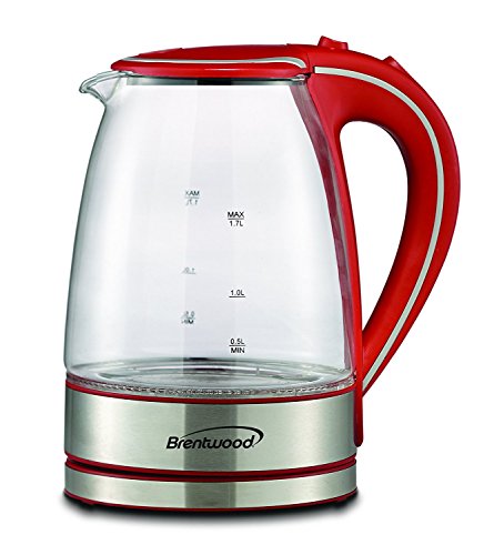  Appliances KT-1900R Tempered Glass Tea Kettles, 1.7-Liter, Red
