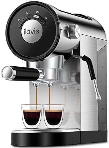  Espresso Coffee Machine With Steamer, 20 Bar Espresso Maker With Milk Frother Steam Wand, Espresso And Cappuccino Maker, Easy To Use At Home, Stainless Steel, 1250W