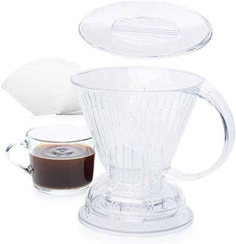  Coffee Dripper And Filters, Large 18 Oz (Cloud)| Barista's Choice| Safe BPA Free Plastic|Includes 100 Filters