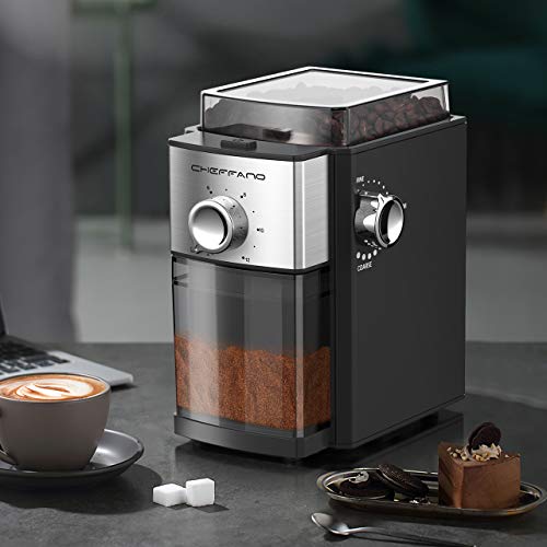  Burr Coffee Grinder, Electric Coffee Bean Grinder [150W Max] With 8.8oz Large Bean Hopper & 17 Grinding Settings & High Up To 12 Cups Options For Espresso, French, Black (BG701) (Black01)