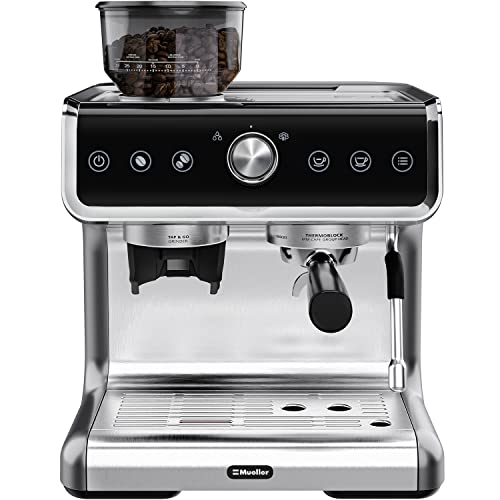  Premium Espresso Machine Coffee Maker With Milk Frother, Coffee Grinder, 15 Bar, Stainless Steel, Standard And Bottomless Portafilter, Multiple Filters, Temp Control, Complete Barista Kit