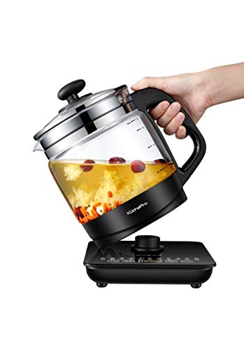  UCHEPRO KPYSH1800 Health-Care Beverage Tea Coffee Maker And Multi-Function Kettle, 22-in-1 Programmable Brew Cooker Master, 1.8 L, Black, Glasses
