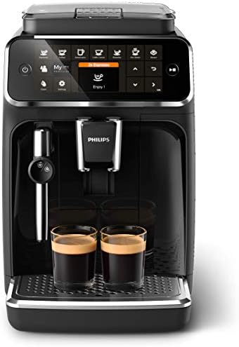  HILIPS 4300 Series Fully Automatic Espresso Machine - LatteGo Milk Frother, 8 Coffee Varieties, Intuitive Touch Display, Black, (EP4347/94)