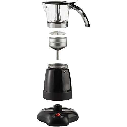  Electric Moka Pot Espresso Machine, 6-Cup, Black