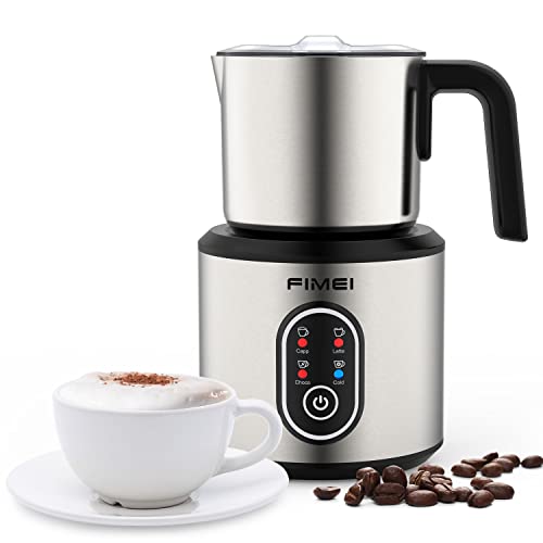  Milk Frother, 4 In 1 Electric Milk Frother Stainless Steel, 8.4oz/250ml Detachable Milk Steamer, 500W Cold/Hot Foam Maker For Coffee, Cappuccino, Latte, Chocolate, Auto-off & Easy Cleaning,120V