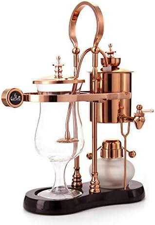  Belgian/Belgium Family Balance Siphon/Syphon Coffee Maker, Elegant Double Ridged Fulcrum With Tee Handle (Classic Gold)