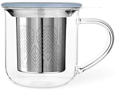  IVA Minima Eva Infuser Tea Mug Glass/Hazy Blue- 400 Ml / 14 Oz