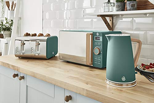 Swan Nordic Jug Kettle, 1.7 Litre, Pine Green, Rapid Boil, Wood Effect Handle, Scandi Design, Soft Touch Housing And Matte Finish, 3kw, SK14610GREN