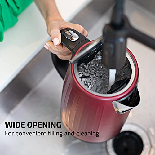  Vente Stainless Steel Electric Kettle Hot Water Boiler 1.7 Liters - Powerful 1750W BPA Free W/Auto Shut Off & Boil Dry Protection, Portable Instant Hot Water Pot For Coffee & Tea - Maroon KS711M