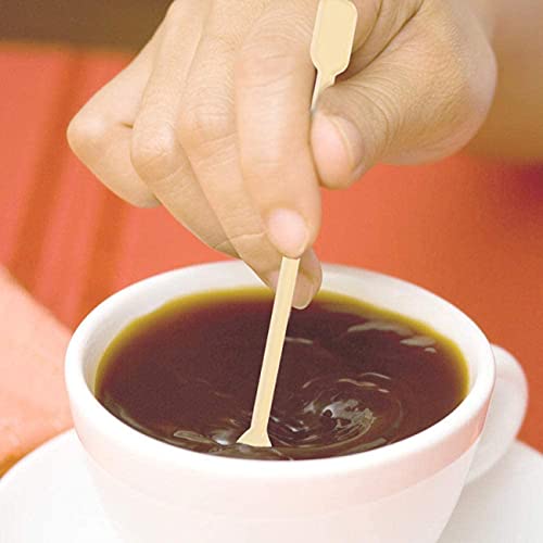  500 Pcs Plastic Coffee Tea Stirrer Spoon Disposable Spoons Stir Stirrer Mini Stir Swizzle Sticks Plastic Food Grade Coffee Stirrers Tea Spoons Soup Spoon Cocktail Sticks Blender Spoon(Beige)