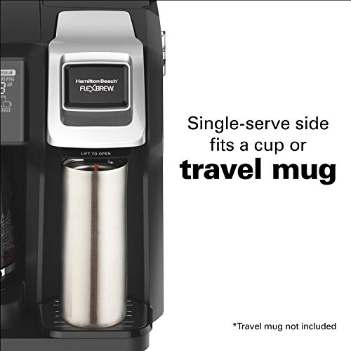 Hamilton Beach 49976 FlexBrew Trio 2-Way Coffee Maker, Compatible With K-Cup Pods Or Grounds, Combo, Single Serve & Full 12c Pot, Black