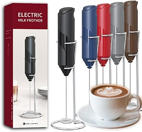  Electric Milk Frother Handheld, Battery Operated Whisk Beater Foam Maker For Coffee, Cappuccino, Latte, Matcha, Hot Chocolate, Mini Drink Mixer,Multi-Function Blender,Frother With Stand(Red)